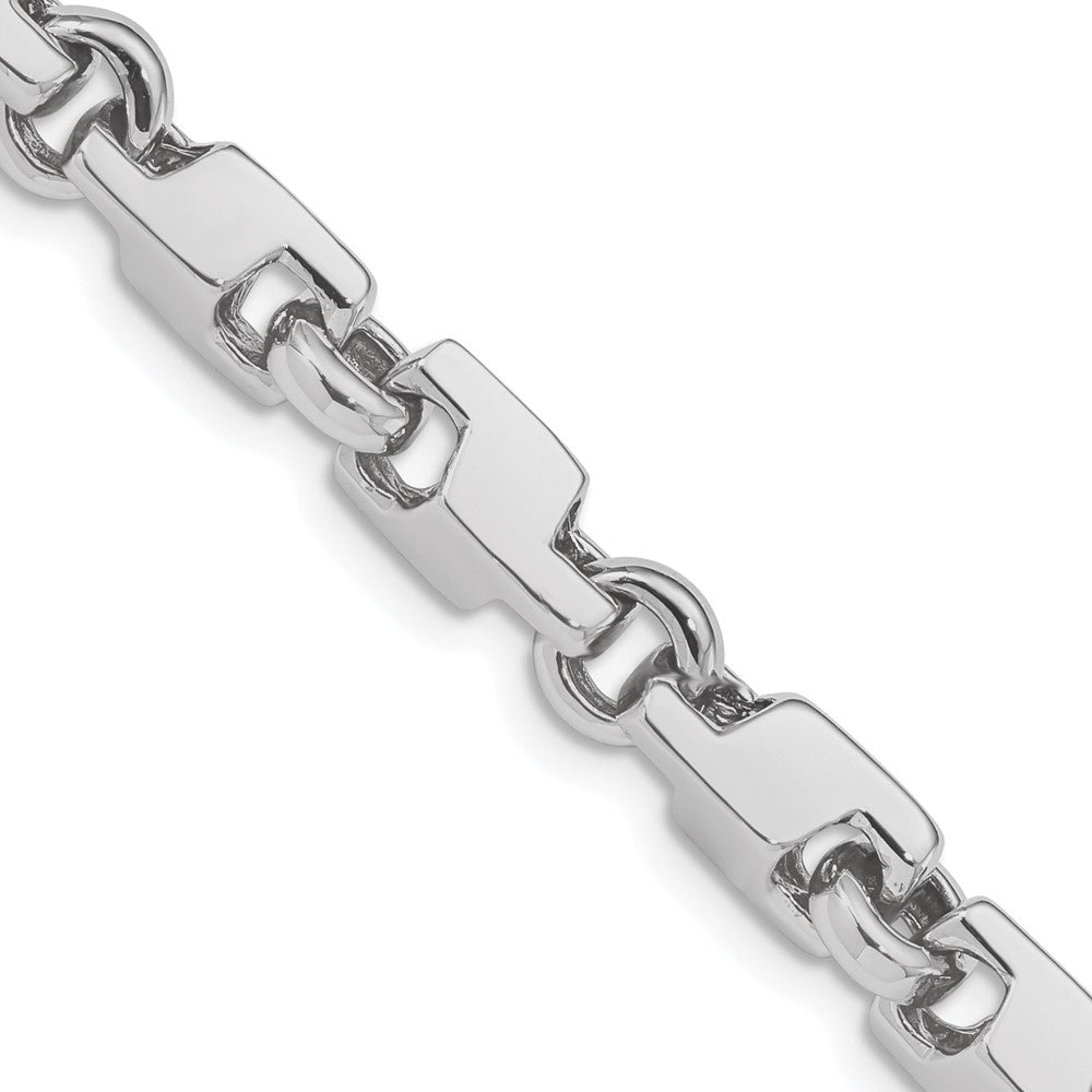 Solid 14K White Gold 24 inch 6.6mm Hand Polished Fancy Link with Fancy Lobster Clasp Chain Necklace