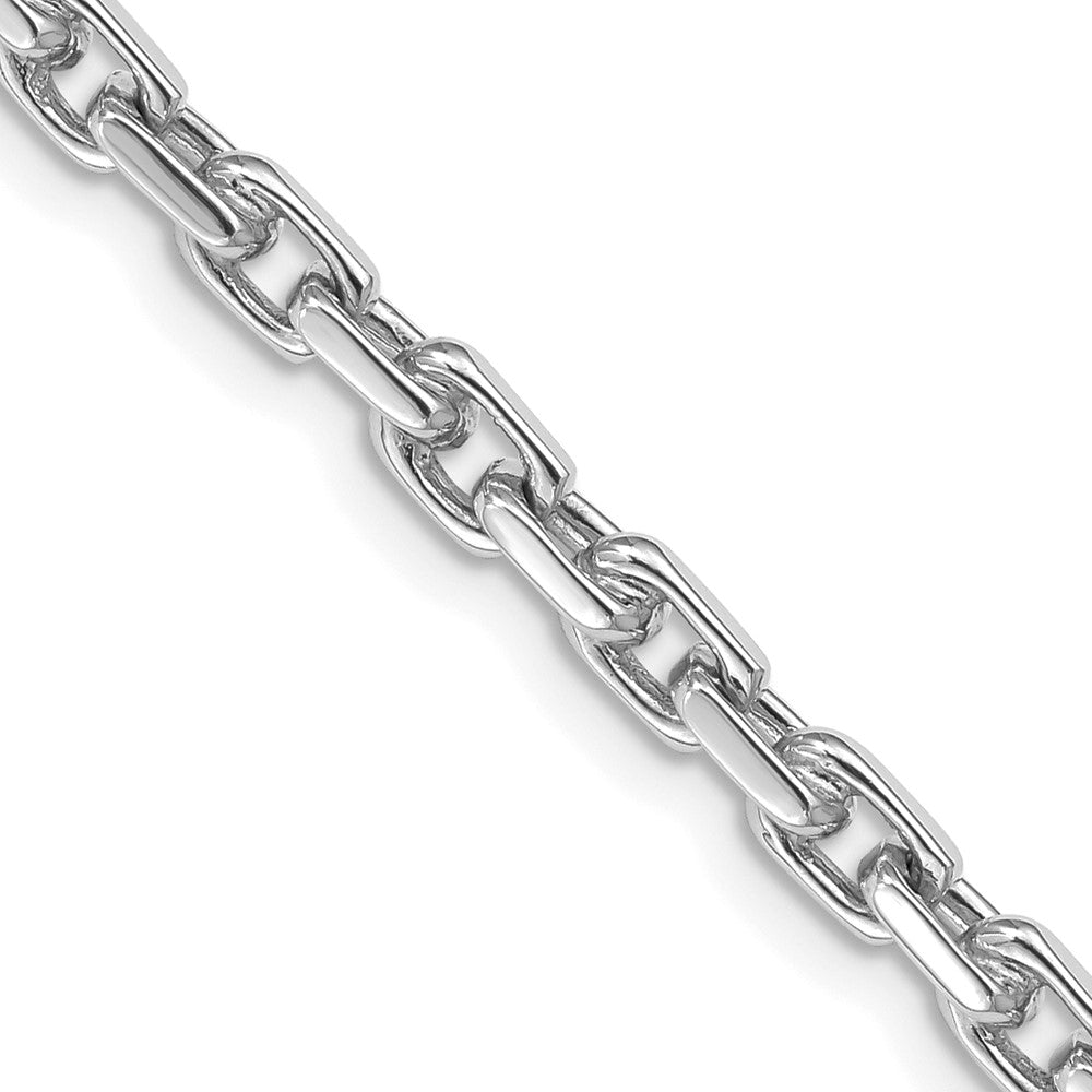 Solid 14K White Gold 22 inch 4.2mm Hand Polished Fancy Link with Lobster Clasp Chain Necklace