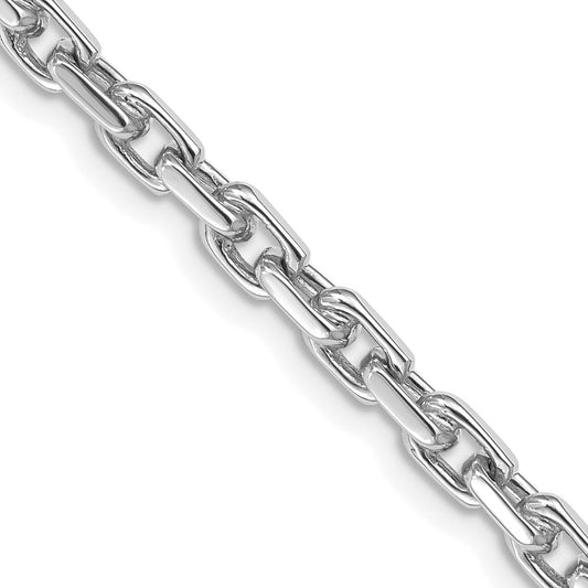 Solid 14K White Gold 22 inch 4.2mm Hand Polished Fancy Link with Lobster Clasp Chain Necklace