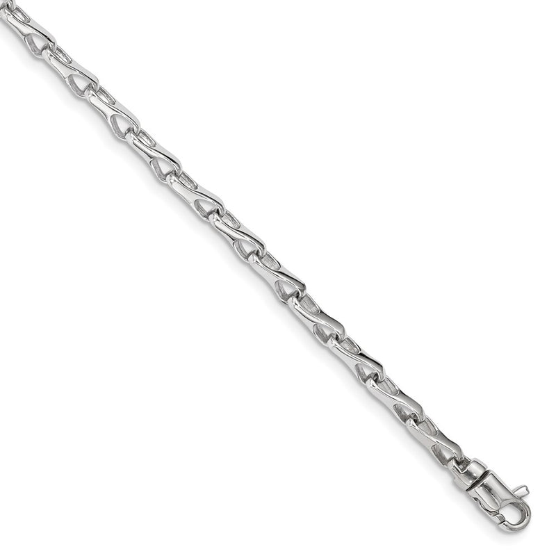 Solid 14K White Gold 7.25 inch 3.5mm Hand Polished Fancy Link with Lobster Clasp Bracelet