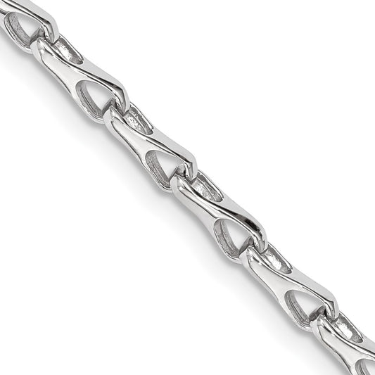 Solid 14K White Gold 8.25 inch 3.5mm Hand Polished Fancy Link with Lobster Clasp Bracelet
