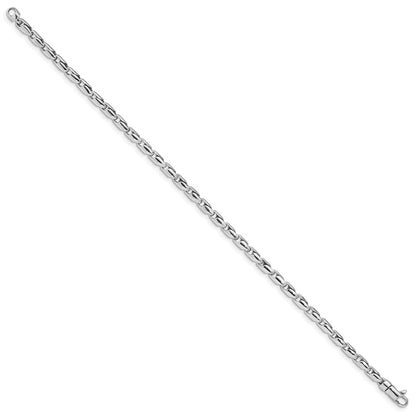 Solid 14K White Gold 7.25 inch 3mm Hand Polished Fancy Link with Lobster Clasp Bracelet