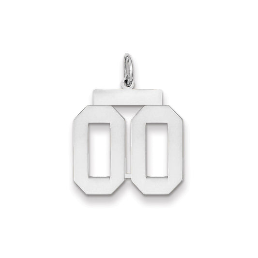 14k White Gold WG Medium Polished Number 00 Charm