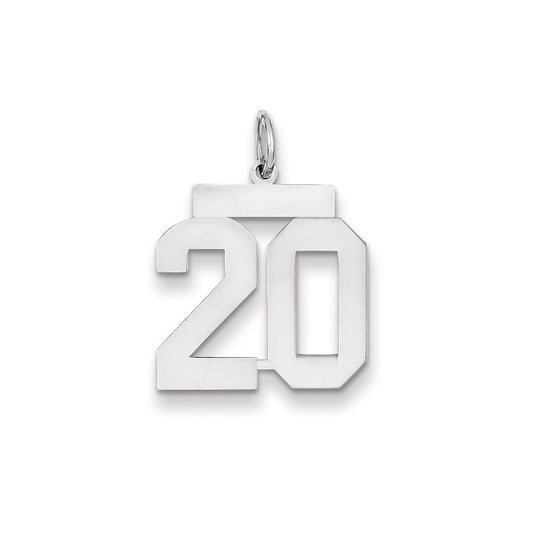14k White Gold WG Medium Polished Number 20 Charm