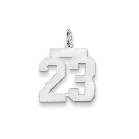 14k White Gold WG Medium Polished Number 23 Charm