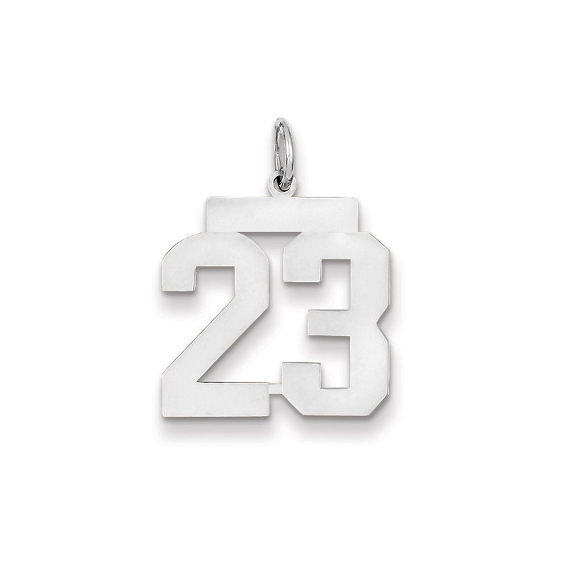 14k White Gold WG Medium Polished Number 23 Charm