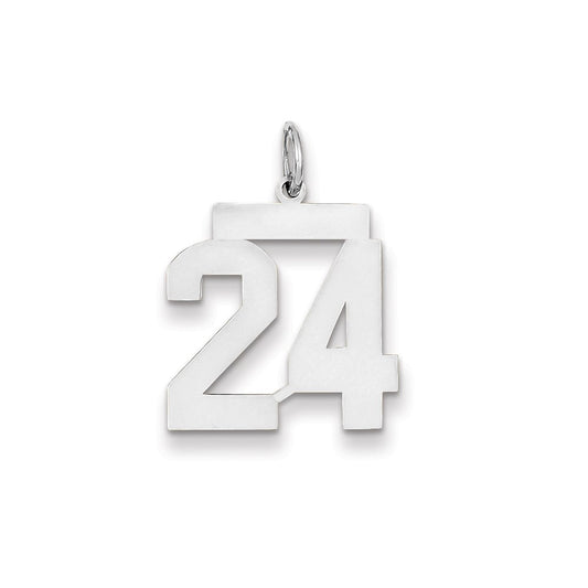 14k White Gold WG Medium Polished Number 24 Charm