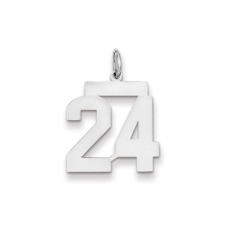 14k White Gold WG Medium Polished Number 24 Charm