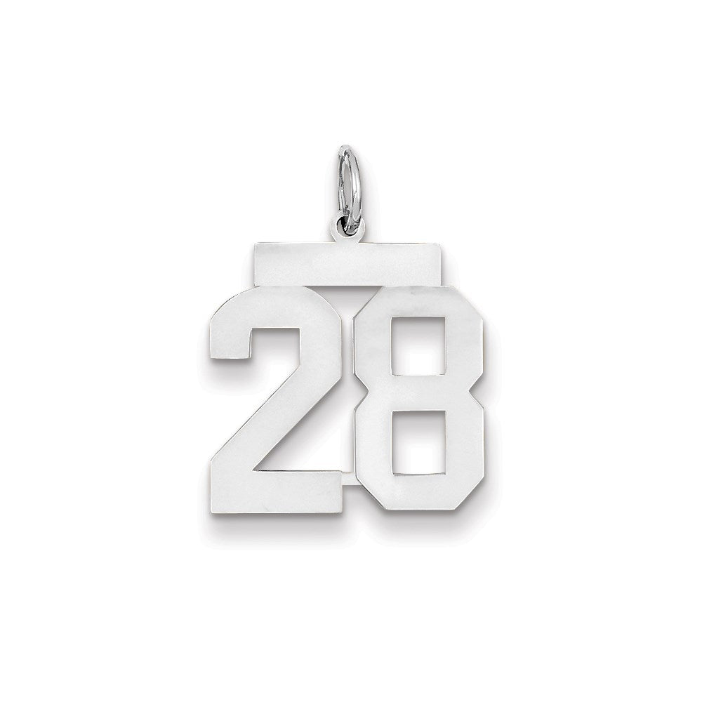 14k White Gold WG Medium Polished Number 28 Charm