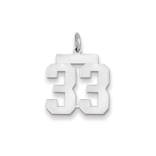14k White Gold WG Medium Polished Number 33 Charm