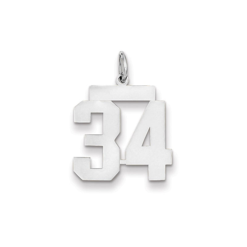 14k White Gold WG Medium Polished Number 34 Charm