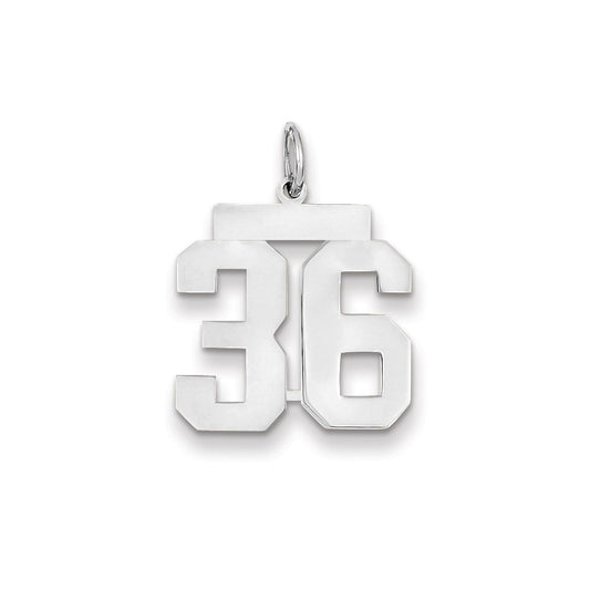 14k White Gold WG Medium Polished Number 36 Charm