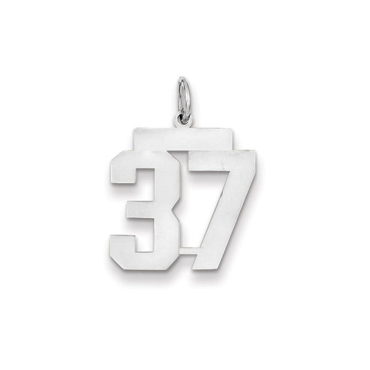 14k White Gold WG Medium Polished Number 37 Charm