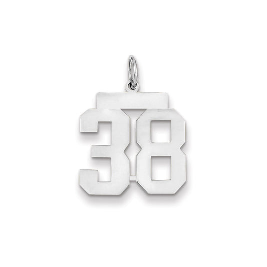 14k White Gold WG Medium Polished Number 38 Charm