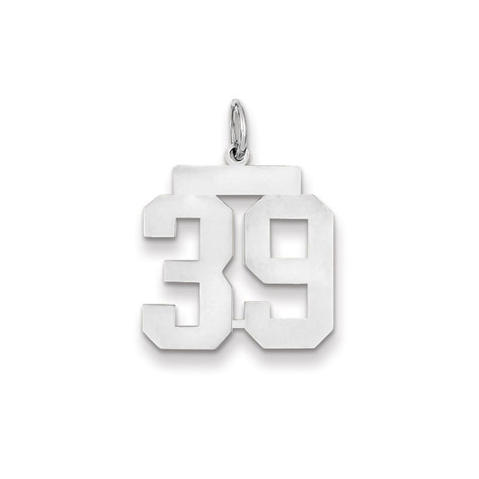 14k White Gold WG Medium Polished Number 39 Charm