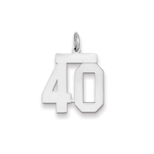 14k White Gold WG Medium Polished Number 40 Charm