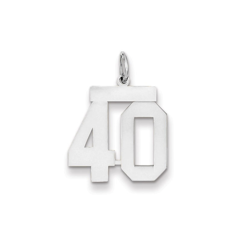 14k White Gold WG Medium Polished Number 40 Charm