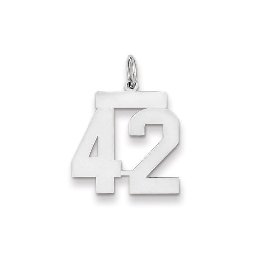 14k White Gold WG Medium Polished Number 42 Charm