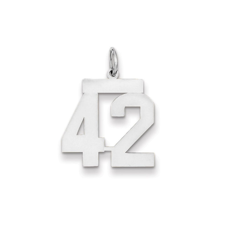 14k White Gold WG Medium Polished Number 42 Charm