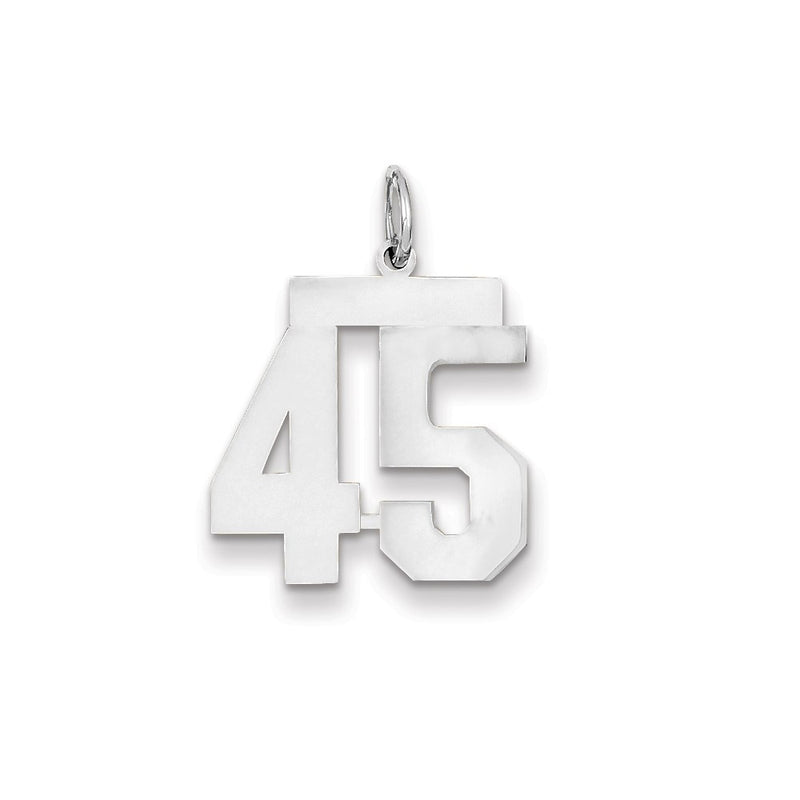 14k White Gold WG Medium Polished Number 45 Charm