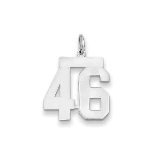 14k White Gold WG Medium Polished Number 46 Charm