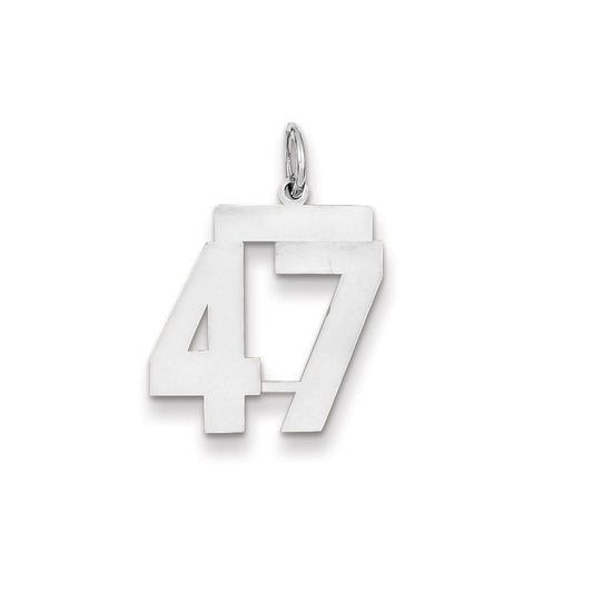 14k White Gold WG Medium Polished Number 47 Charm