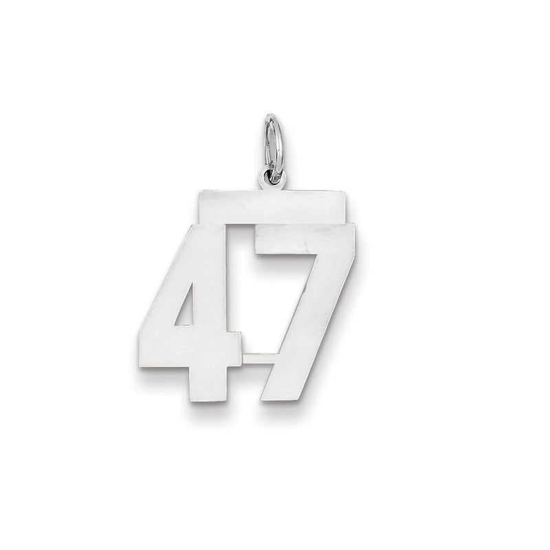 14k White Gold WG Medium Polished Number 47 Charm