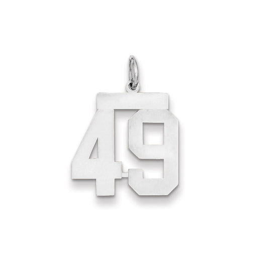 14k White Gold WG Medium Polished Number 49 Charm