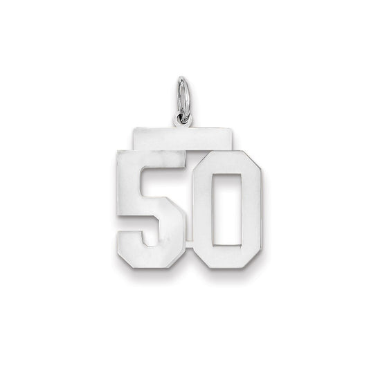 14k White Gold WG Medium Polished Number 50 Charm