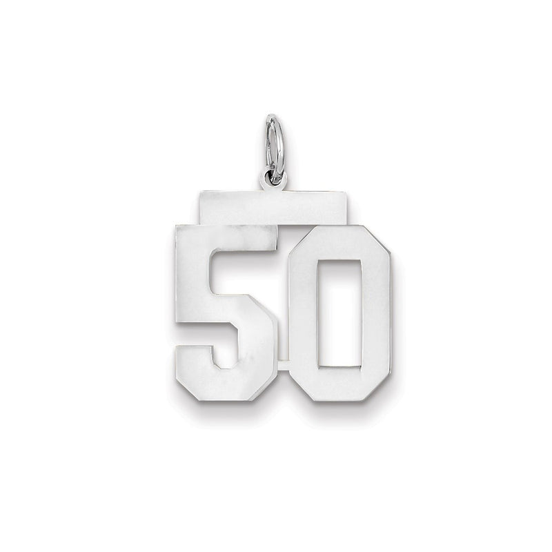 14k White Gold WG Medium Polished Number 50 Charm