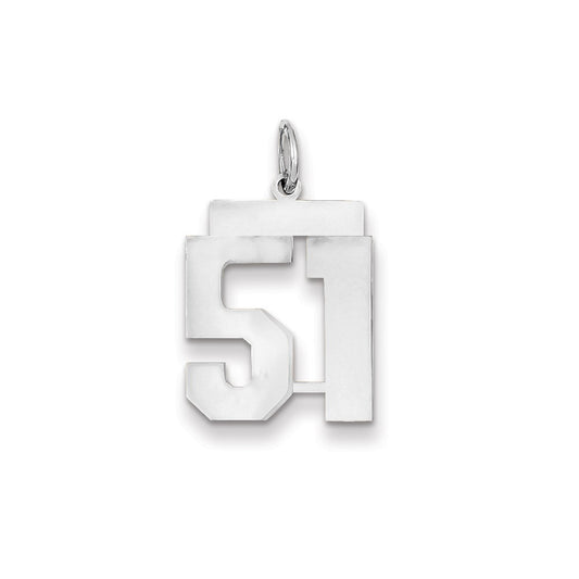 14k White Gold WG Medium Polished Number 51 Charm