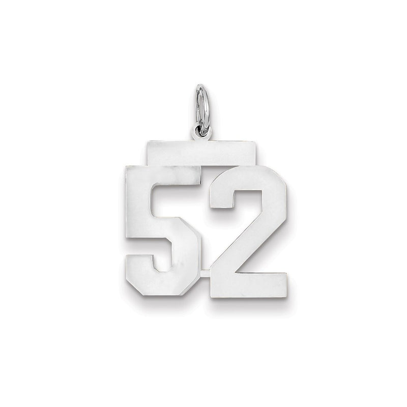 14k White Gold WG Medium Polished Number 52 Charm