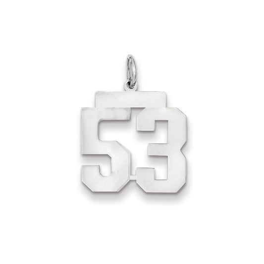 14k White Gold WG Medium Polished Number 53 Charm