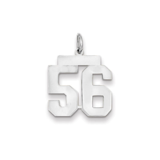14k White Gold WG Medium Polished Number 56 Charm