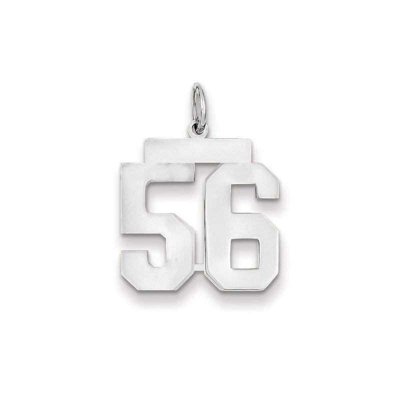 14k White Gold WG Medium Polished Number 56 Charm