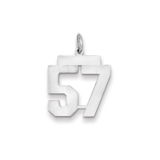 14k White Gold WG Medium Polished Number 57 Charm