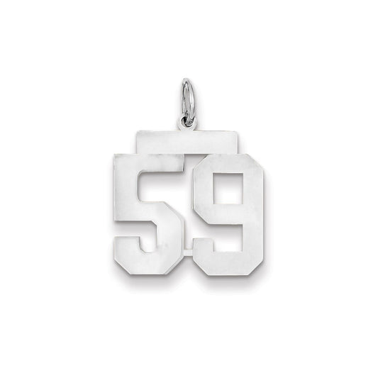 14k White Gold WG Medium Polished Number 59 Charm
