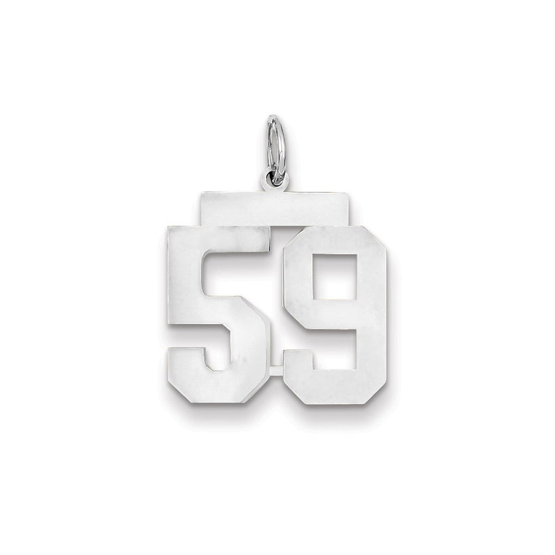 14k White Gold WG Medium Polished Number 59 Charm