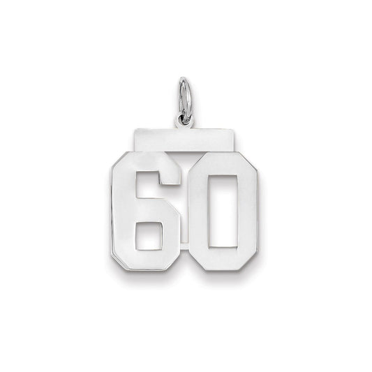 14k White Gold WG Medium Polished Number 60 Charm