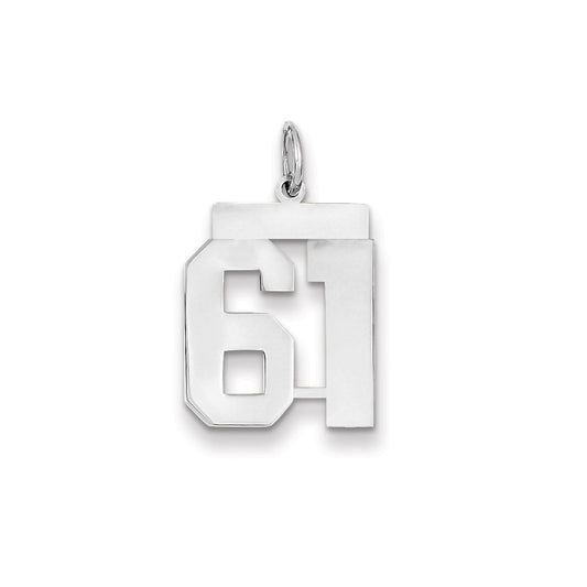 14k White Gold WG Medium Polished Number 61 Charm