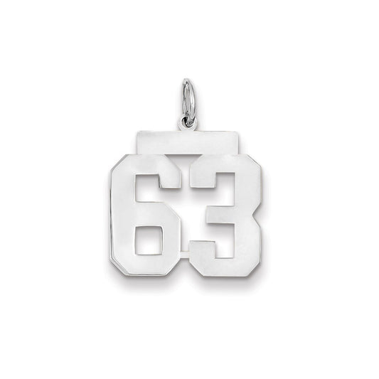 14k White Gold WG Medium Polished Number 63 Charm