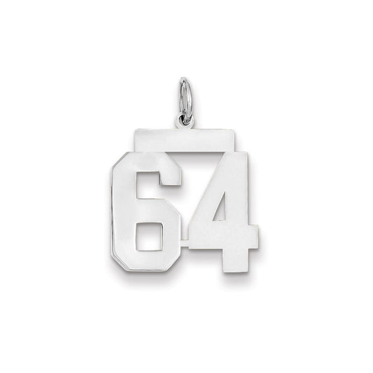 14k White Gold WG Medium Polished Number 64 Charm