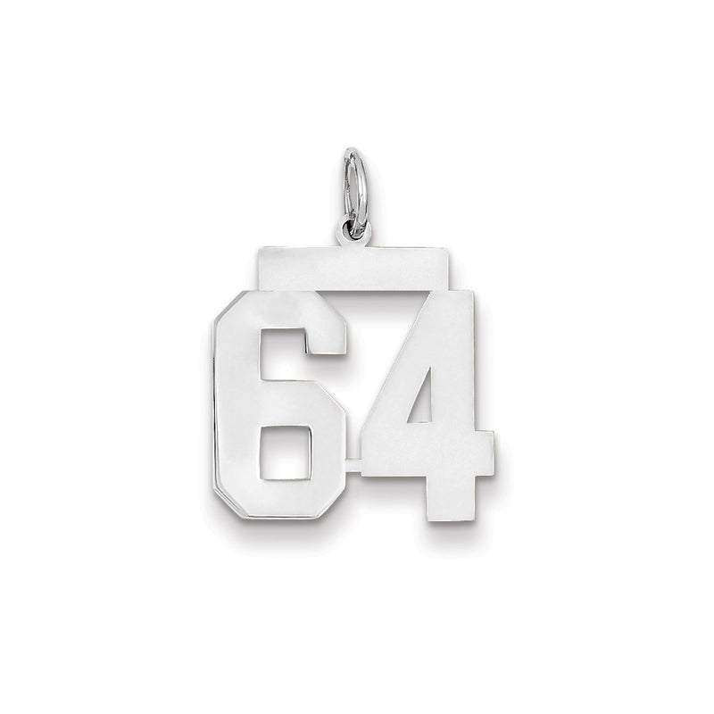 14k White Gold WG Medium Polished Number 64 Charm