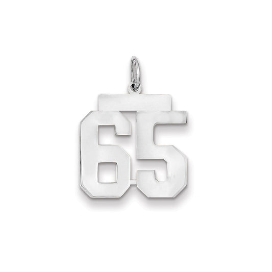 14k White Gold WG Medium Polished Number 65 Charm