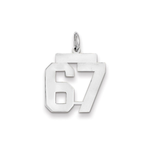 14k White Gold WG Medium Polished Number 67 Charm