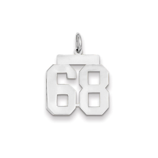 14k White Gold WG Medium Polished Number 68 Charm