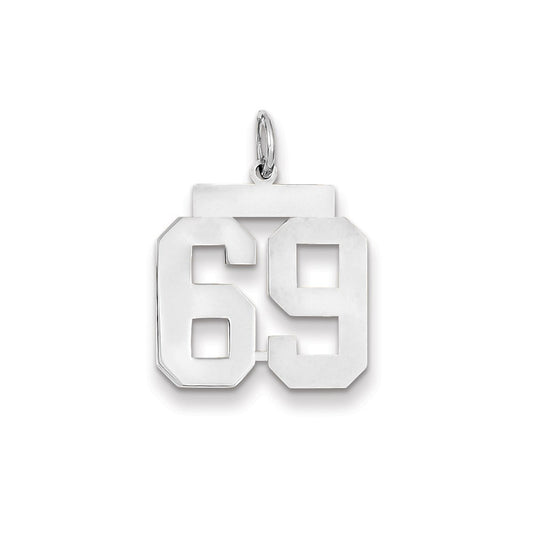14k White Gold WG Medium Polished Number 69 Charm