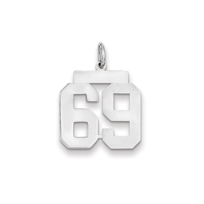 14k White Gold WG Medium Polished Number 69 Charm