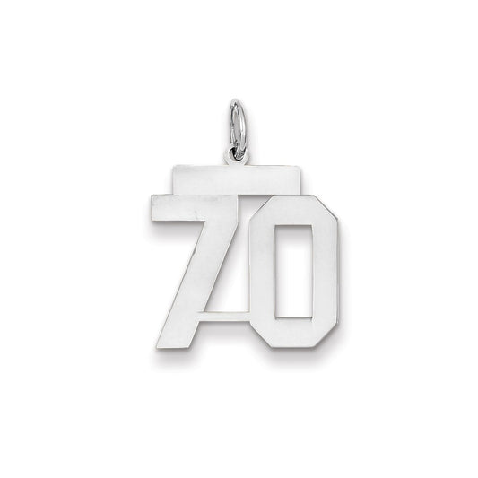 14k White Gold WG Medium Polished Number 70 Charm