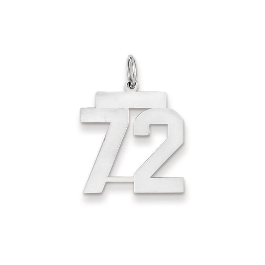 14k White Gold WG Medium Polished Number 72 Charm